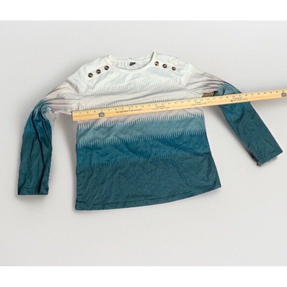 Boho Ombre Long Sleeve Shirt with M Button Accent Minimalist Shoulders Medium - Picture 6 of 8